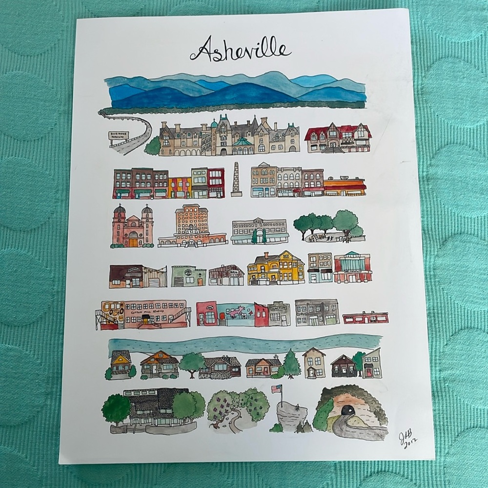 Asheville North Carolina Watercolor Art